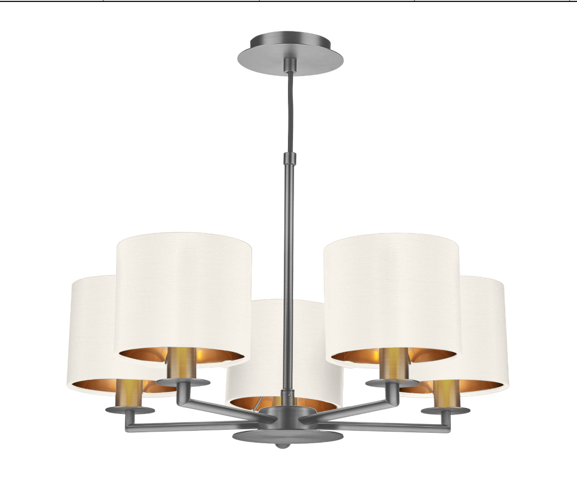 The Light Shade Studio Rex 5 Light Pendant Satin Nickel With Bespoke Shades