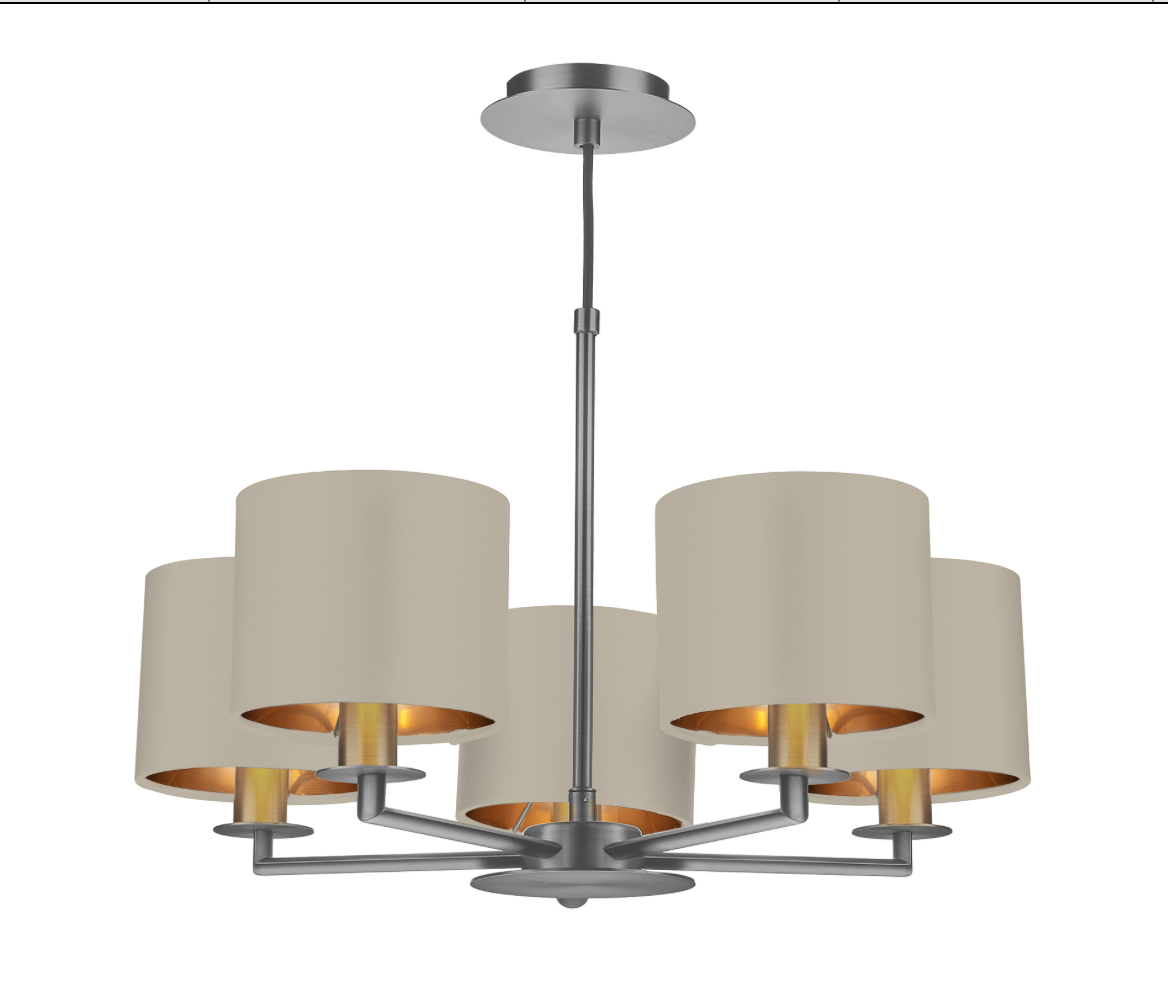 The Light Shade Studio Rex 5 Light Pendant Satin Nickel With Bespoke Shades