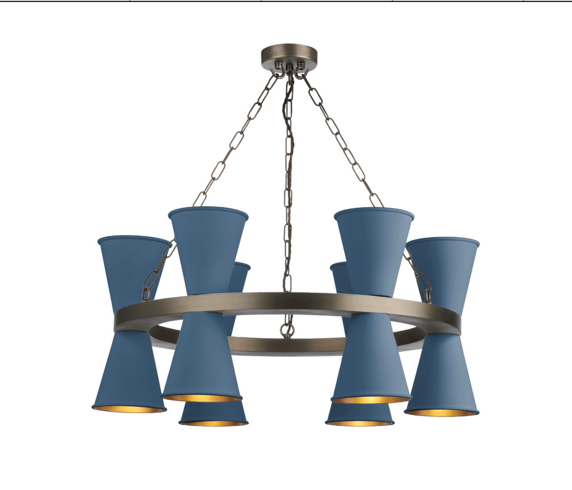 David Hunt Lighting  Putney 12 Light Pendant In Antique Brass With Bespoke Shades