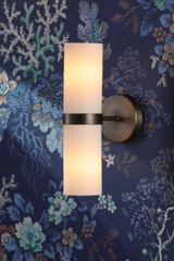 Anais 2 Light Wall Light Opal Glass and Antique Brass