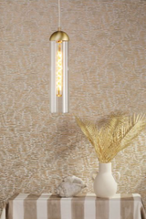 Anouk Pendant Ribbed Glass and Brushed Brass