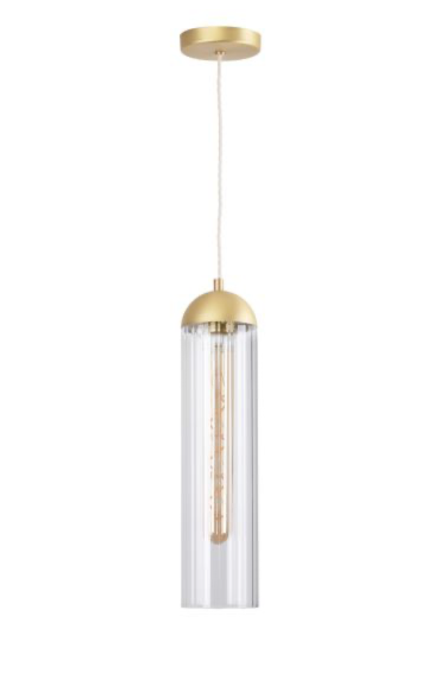 Anouk Pendant Ribbed Glass and Brushed Brass