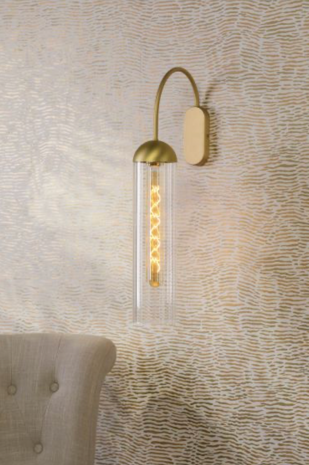 Anouk Wall Light Ribbed Glass and Brushed Brass