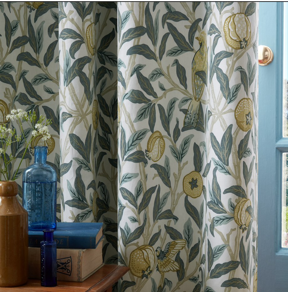 William Morris At Home Bird and Pomegranate Blackout Eyelet Mineral Curtain