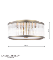 Laura Ashley Sutton 2 Light Flush Matt Antique Brass and Ribbed Glass