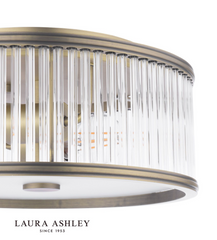 Laura Ashley Sutton 2 Light Flush Matt Antique Brass and Ribbed Glass