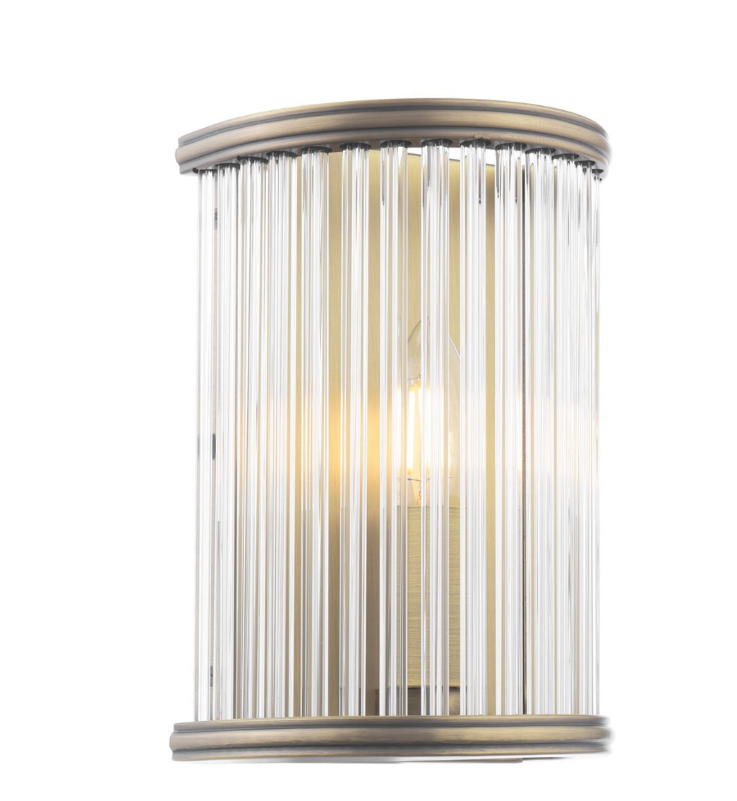 Laura Ashley Sutton Wall Light Matt Antique Brass and Ribbed Glass