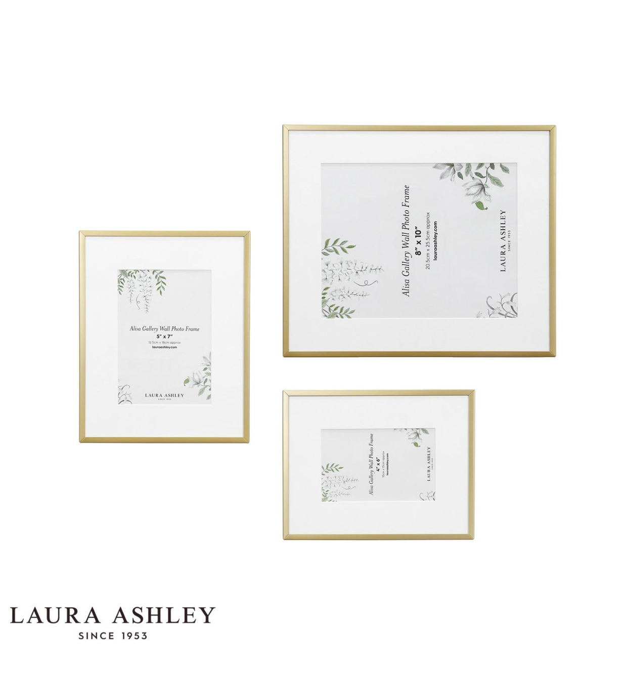 Laura Ashley Alisa Photo Frame Matt Gold (Set of 3)