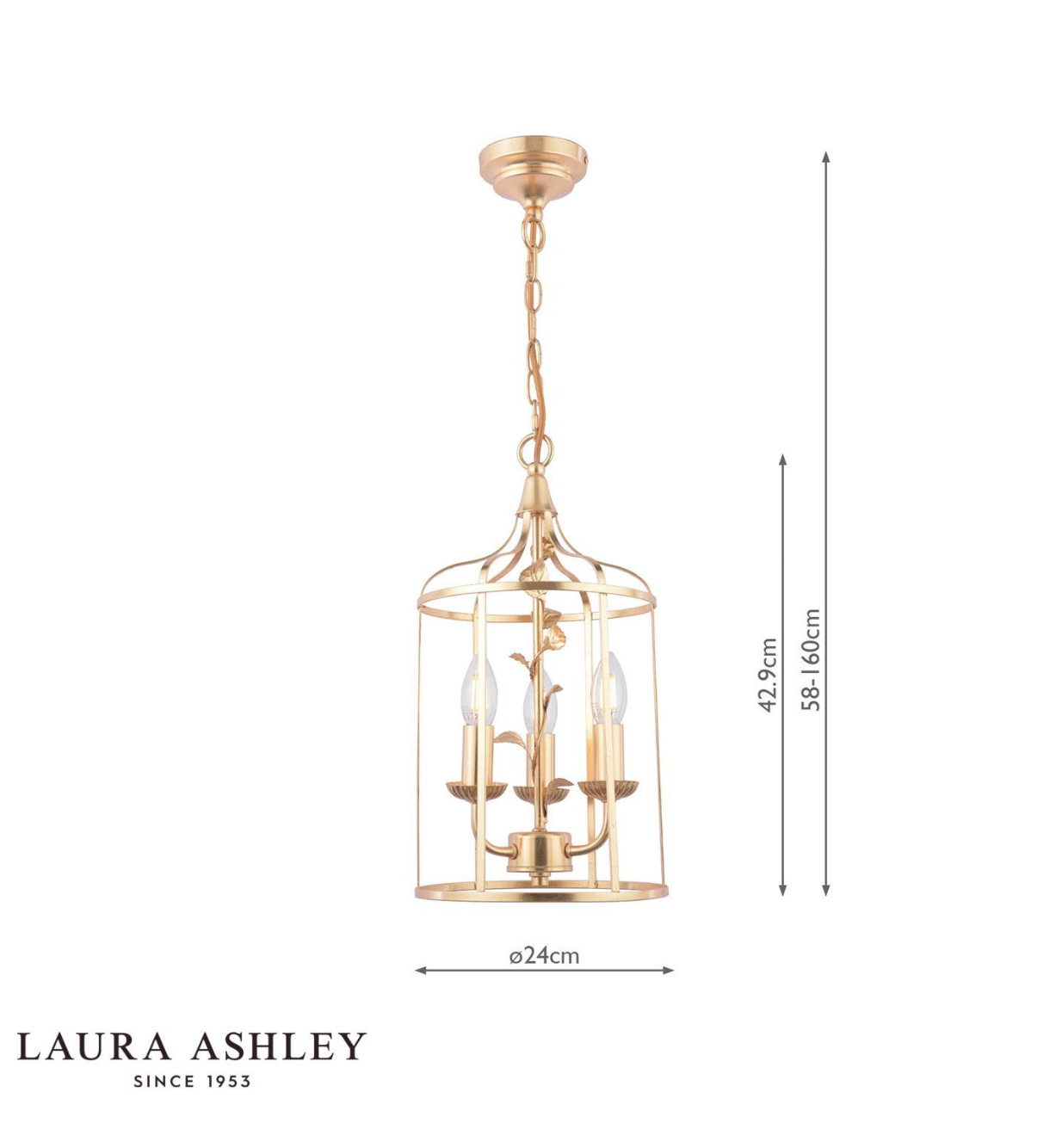 Laura Ashley Halton 3 Light Pendant Distressed Gold Leaf