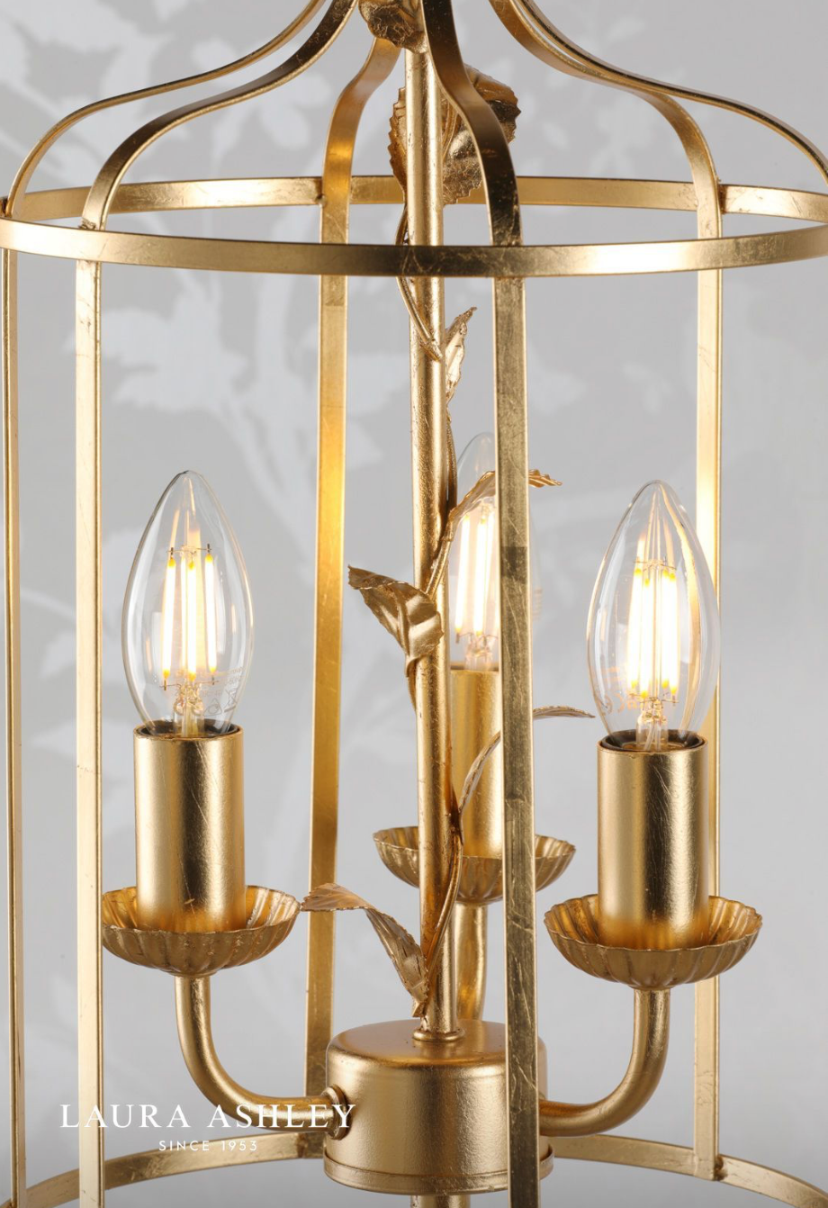 Laura Ashley Halton 3 Light Pendant Distressed Gold Leaf