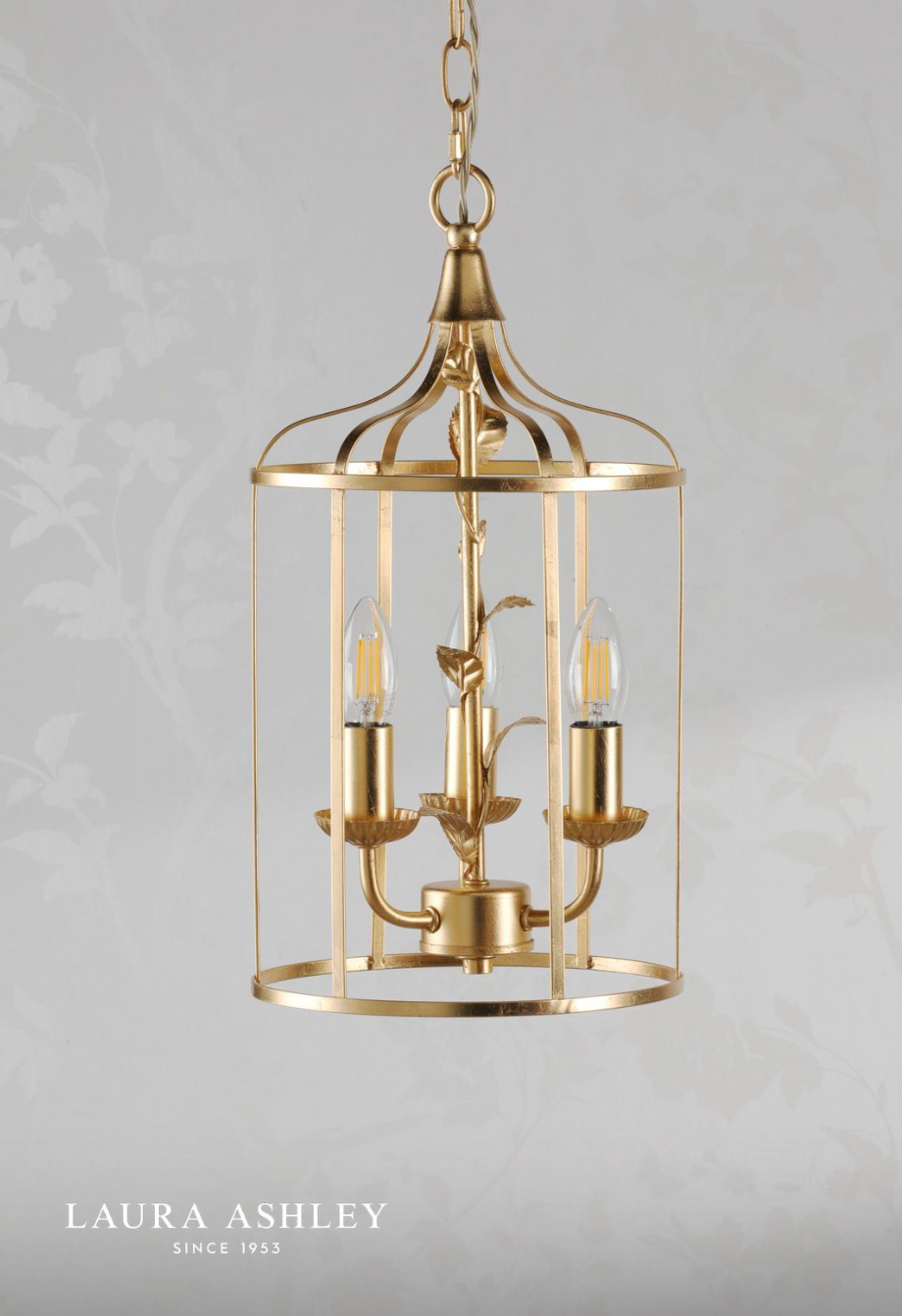 Laura Ashley Halton 3 Light Pendant Distressed Gold Leaf