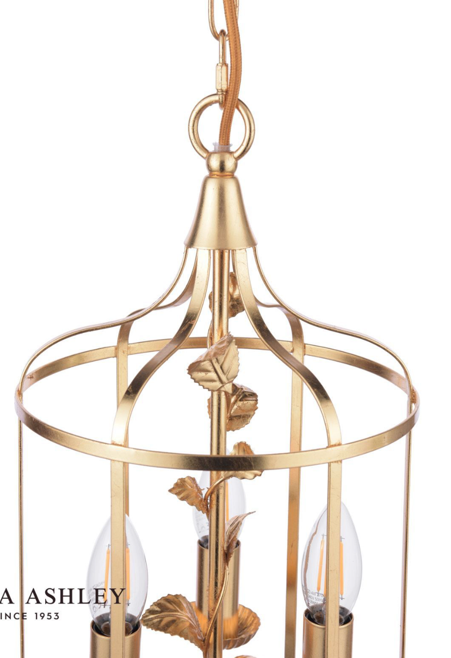 Laura Ashley Halton 3 Light Pendant Distressed Gold Leaf