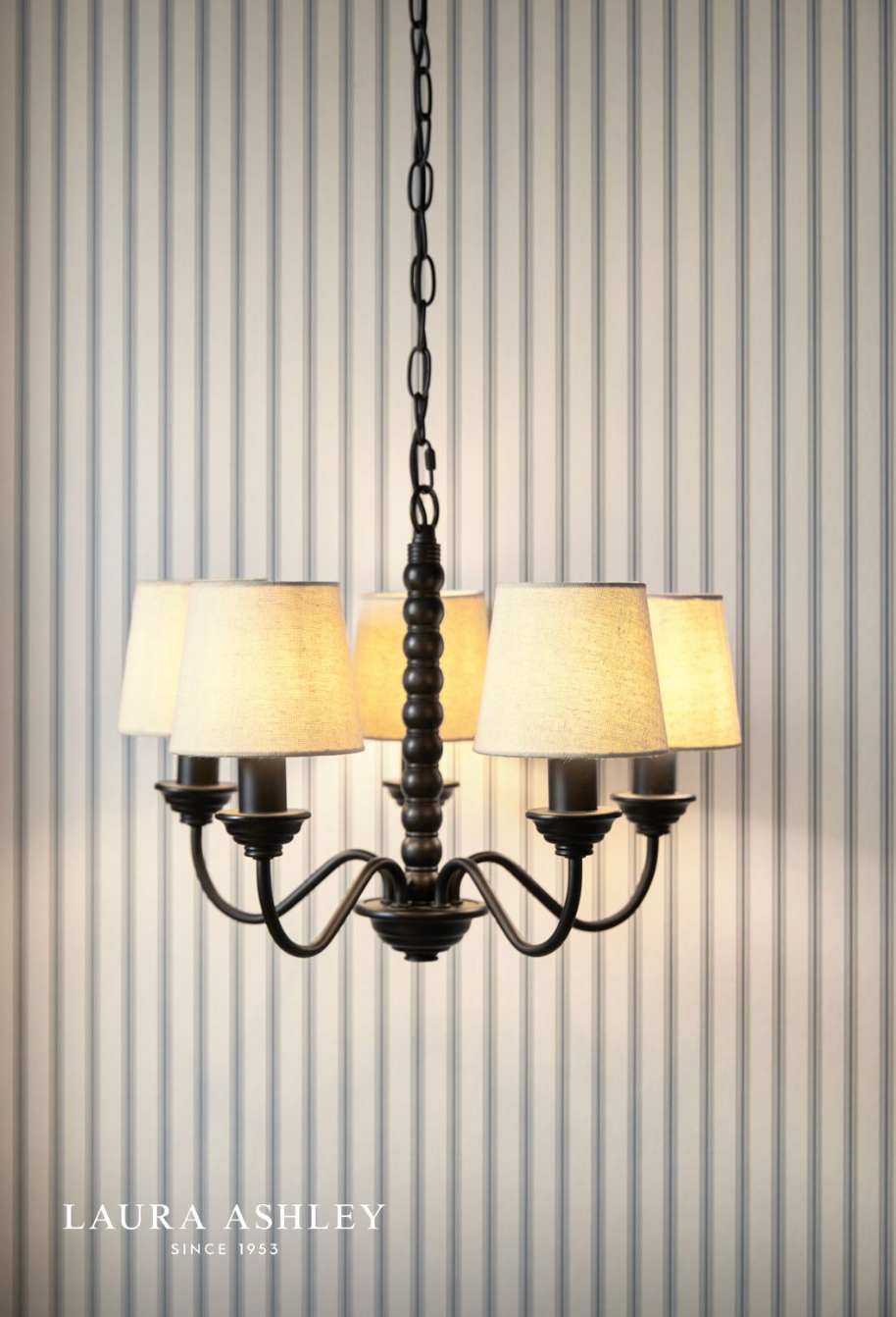 Laura Ashley Norbury 5 Light Armed Pendant Matt Black With Shade