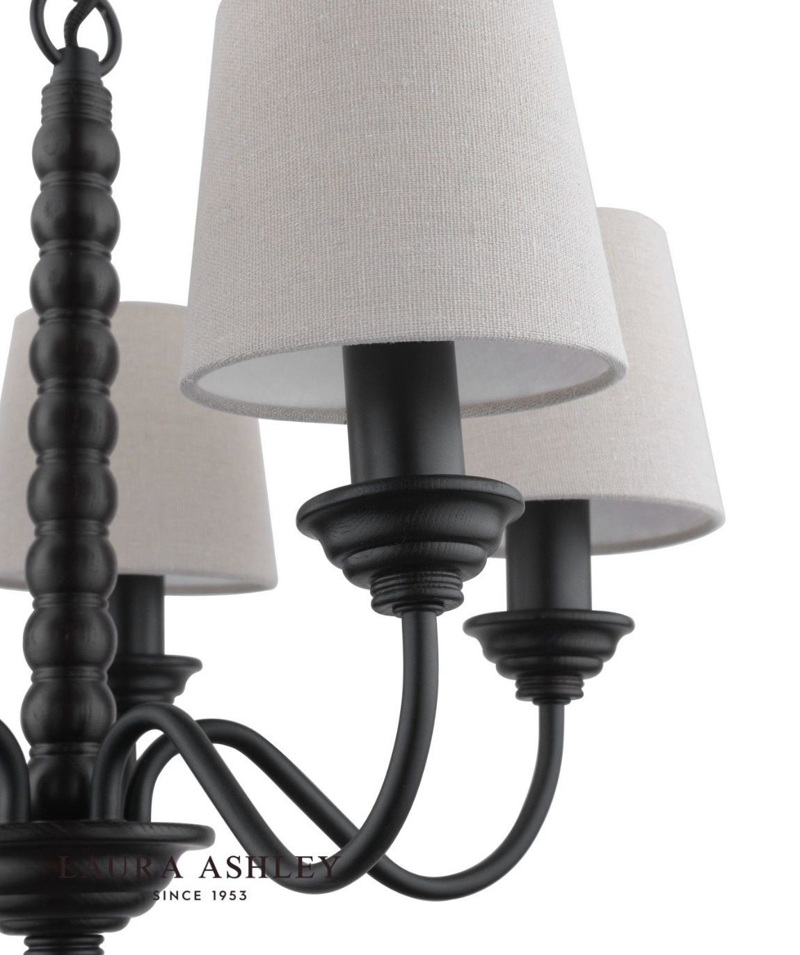 Laura Ashley Norbury 5 Light Armed Pendant Matt Black With Shade