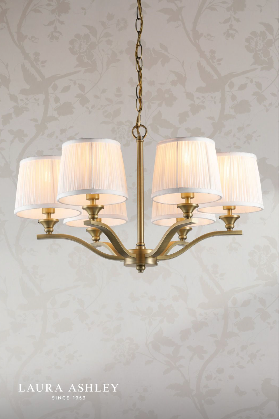 Laura Ashley Hemsley 6 Light Chandelier Matt Antique Brass With Shade