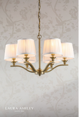 Laura Ashley Hemsley 6 Light Chandelier Matt Antique Brass With Shade