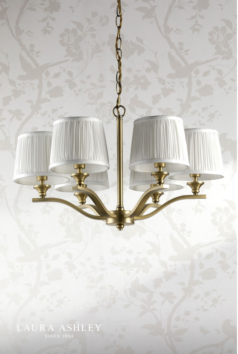 Laura Ashley Hemsley 6 Light Chandelier Matt Antique Brass With Shade