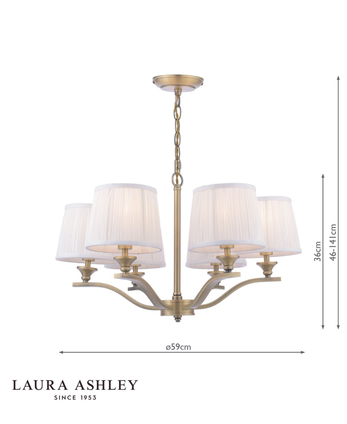 Laura Ashley Hemsley 6 Light Chandelier Matt Antique Brass With Shade