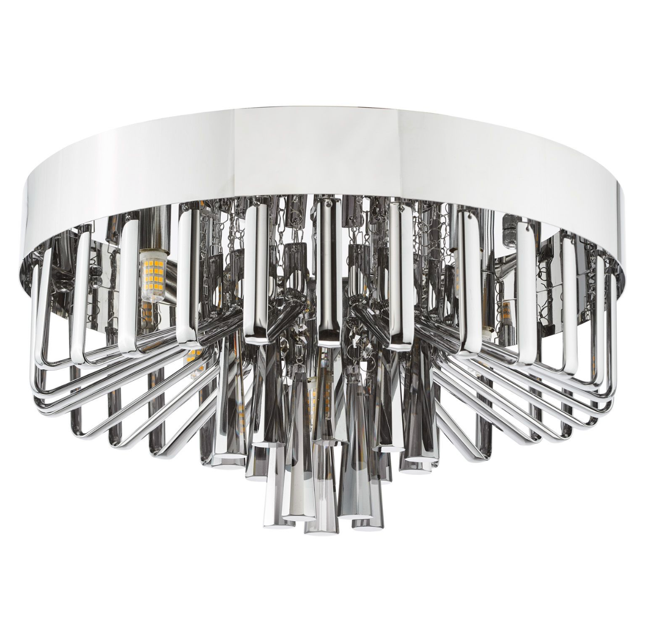 Olin 5 Light Flush Polished Chrome and Smoked Glass