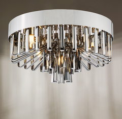 Olin 5 Light Flush Polished Chrome and Smoked Glass