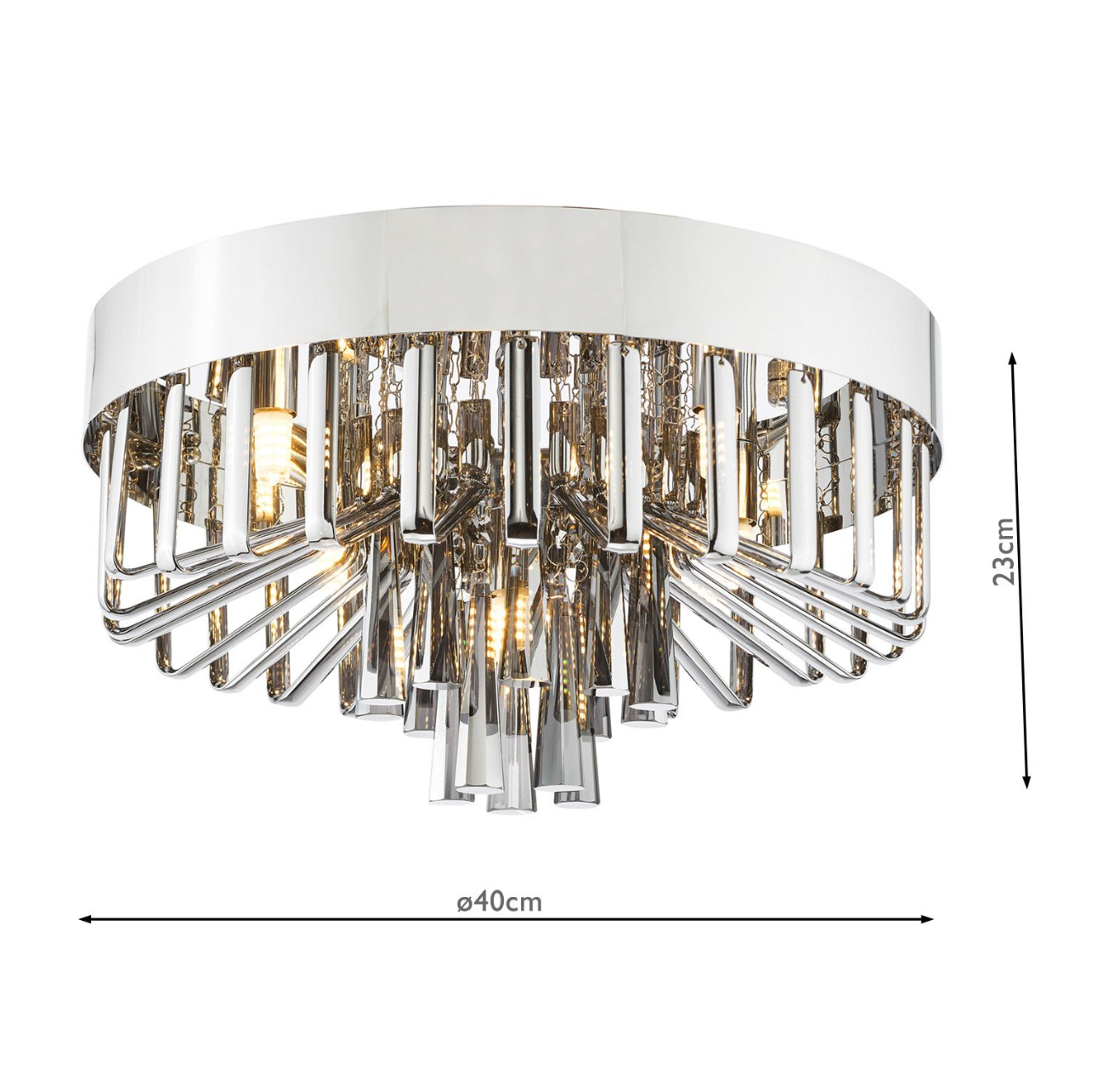 Olin 5 Light Flush Polished Chrome and Smoked Glass