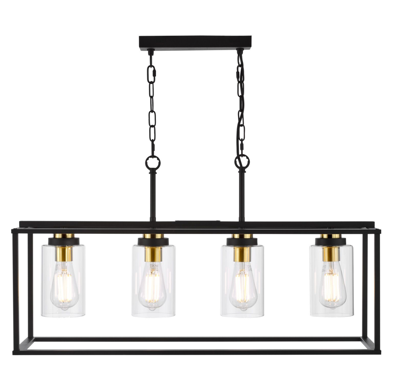 Abel 4 Light Bar Pendant Satin Black and Glass