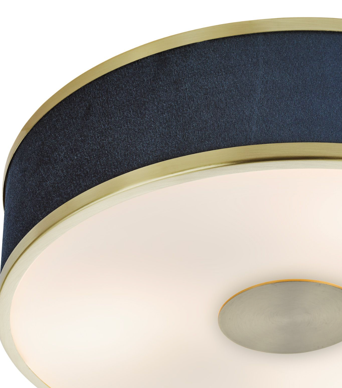 Alvaro 3 Light Flush Brushed Brass With Blue Shade