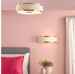 Alvaro 3 Light Flush Polished Chrome With Ivory Shade