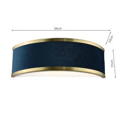 Alvaro Wall Light Brushed Brass With Blue Shade