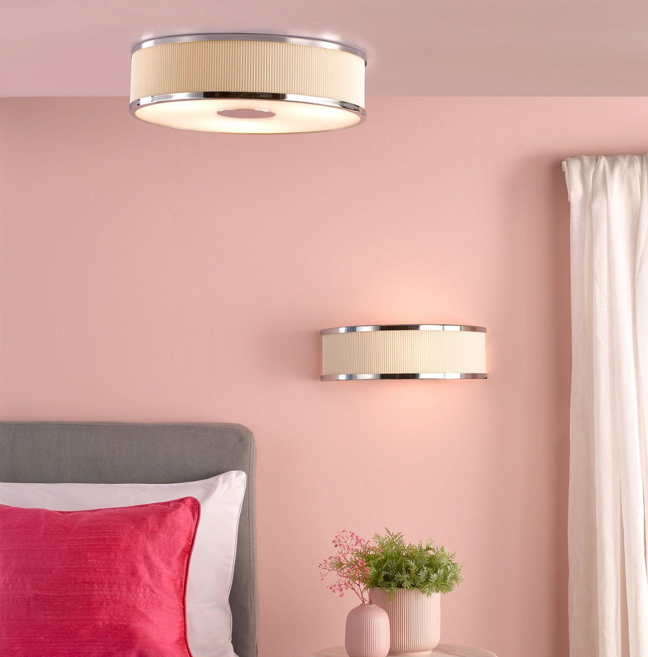 Alvaro Wall Light Polished Chrome With Ivory Shade