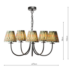 Becca 5 Light Pendant Matt Black With Ikat Shade