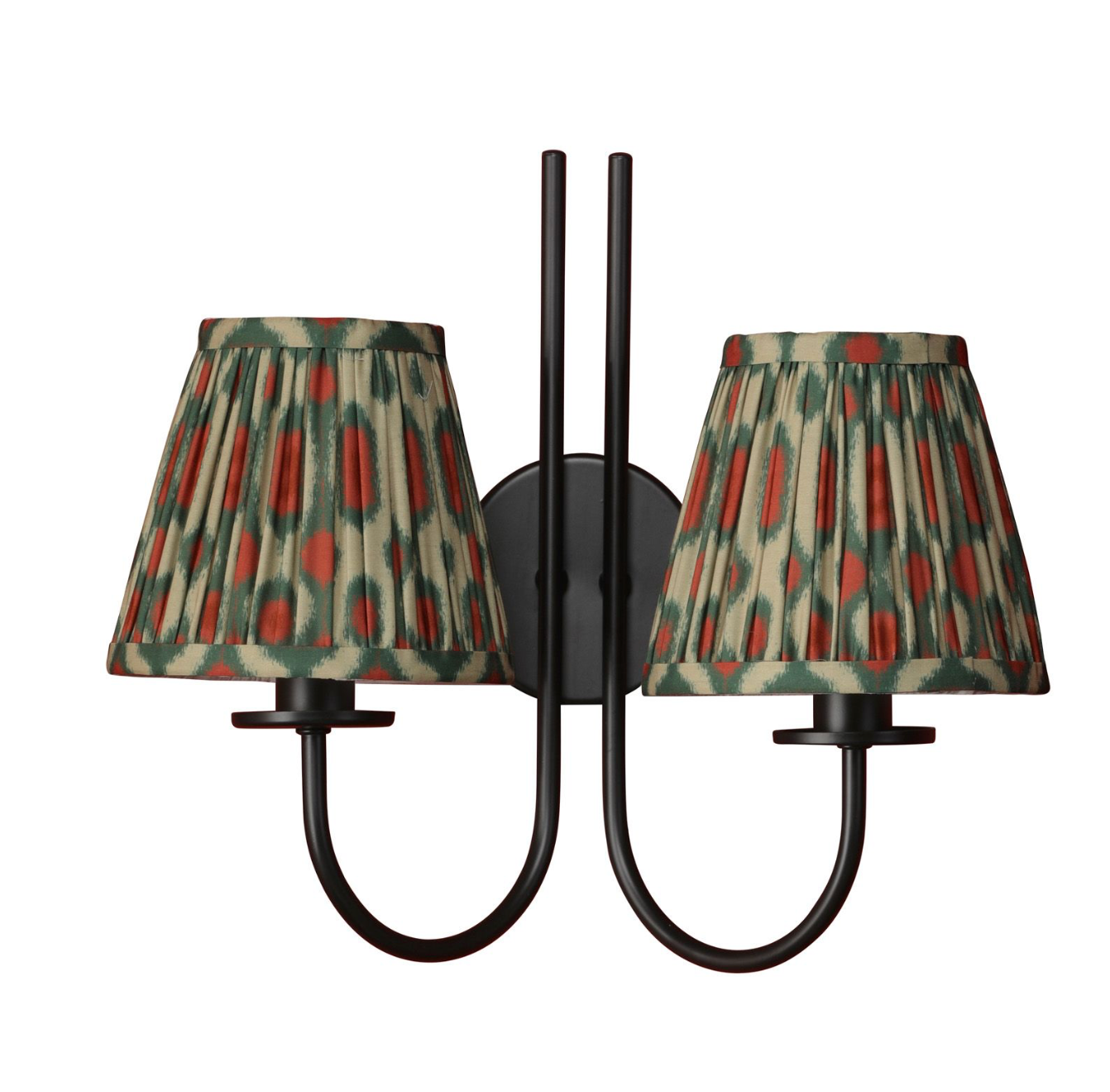 Becca 2 Light Wall Light Matt Black with Ikat Shade