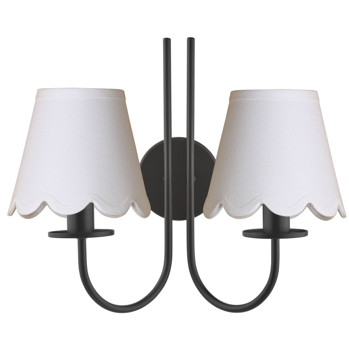 Becca 2 Light Wall Light Matt Black with Scalloped  Shade