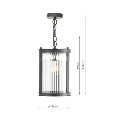 Bianka Pendant Matt Black and Ribbed Glass