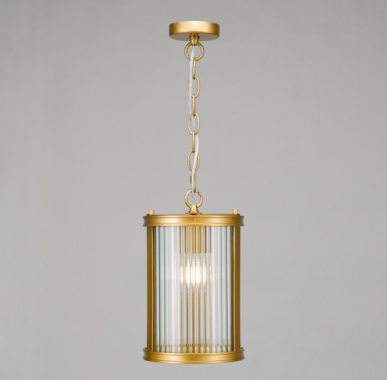 Bianka Pendant Bronze and Ribbed Glass