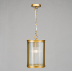 Bianka Pendant Bronze and Ribbed Glass