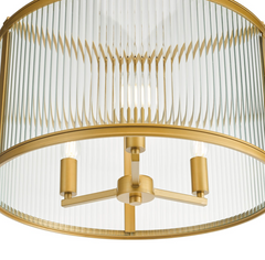 Bianka 3 Light Pendant Bronze and Ribbed Glass