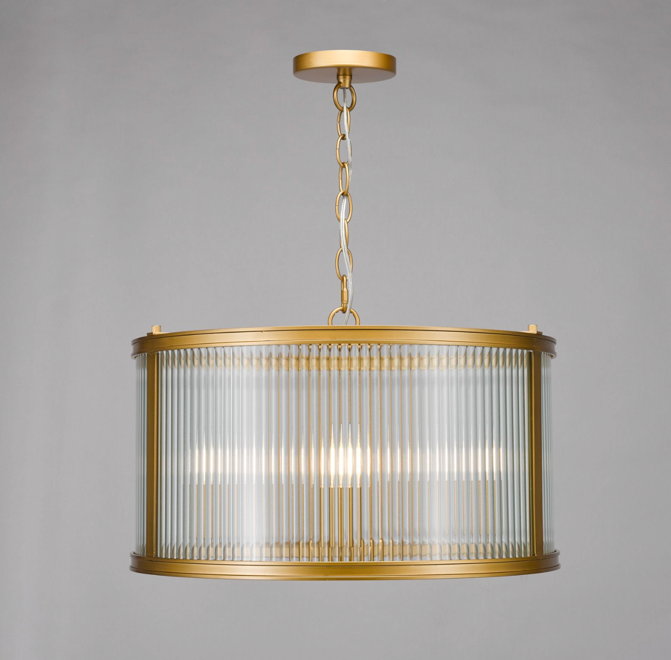 Bianka 3 Light Pendant Bronze and Ribbed Glass