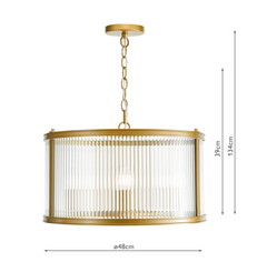 Bianka 3 Light Pendant Bronze and Ribbed Glass