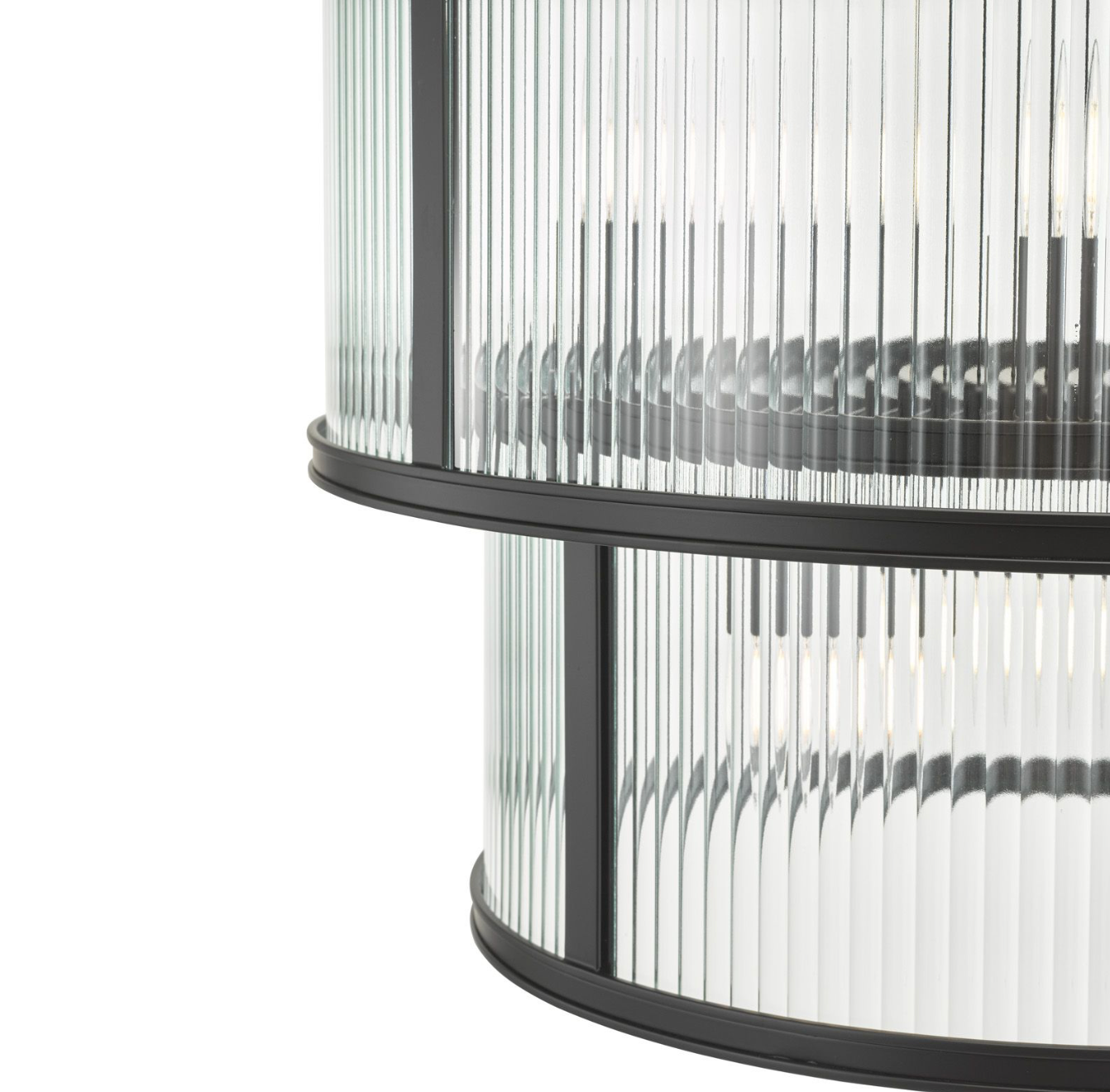 Bianka 6 Light Pendant Matt Black and Ribbed Glass