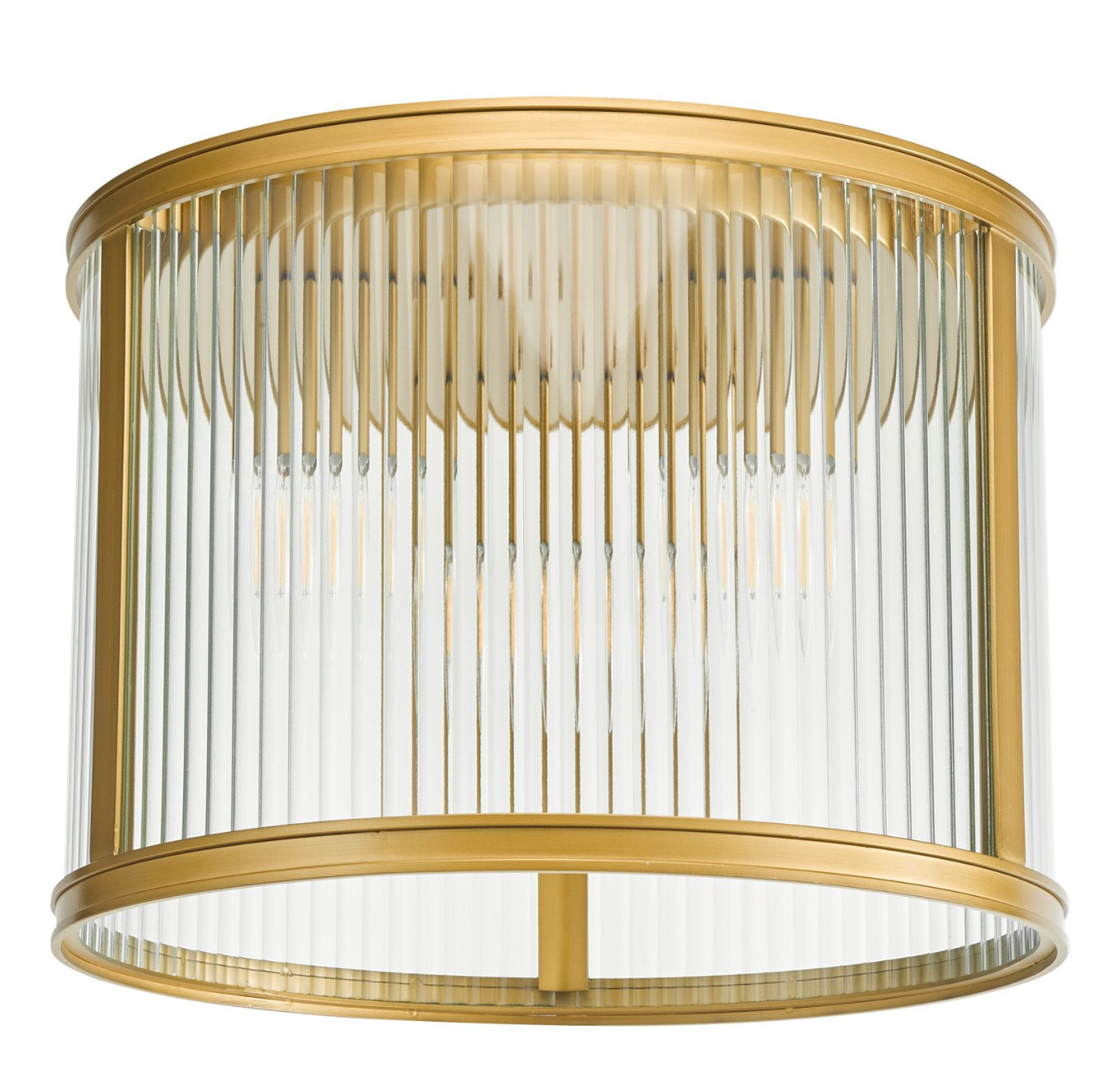 Bianka 3 Light Flush Bronze and Ribbed Glass