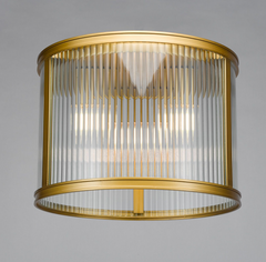 Bianka 3 Light Flush Bronze and Ribbed Glass