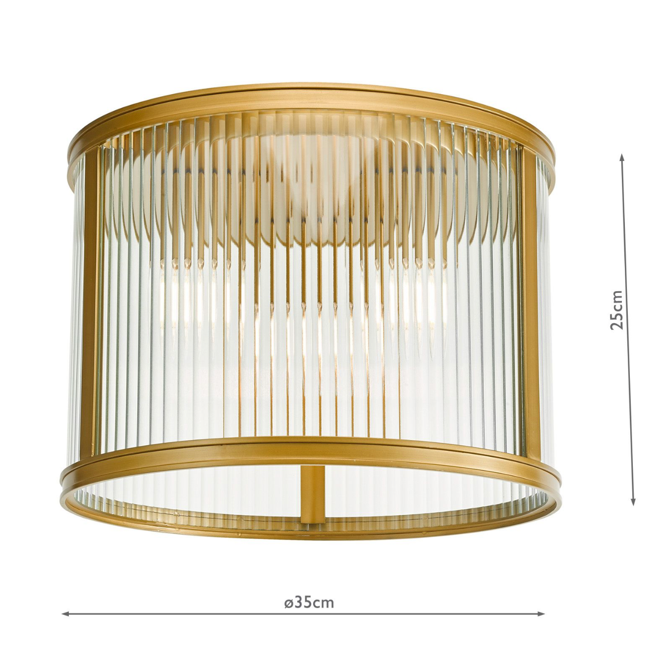 Bianka 3 Light Flush Bronze and Ribbed Glass