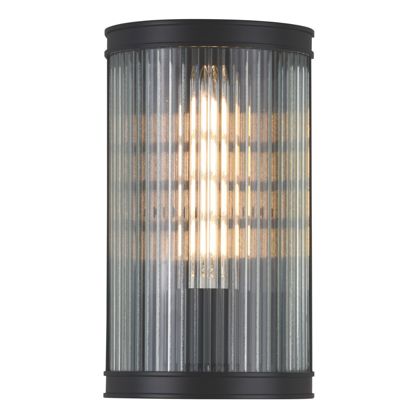 Bianka Wall Light Matt Black and Ribbed Glass