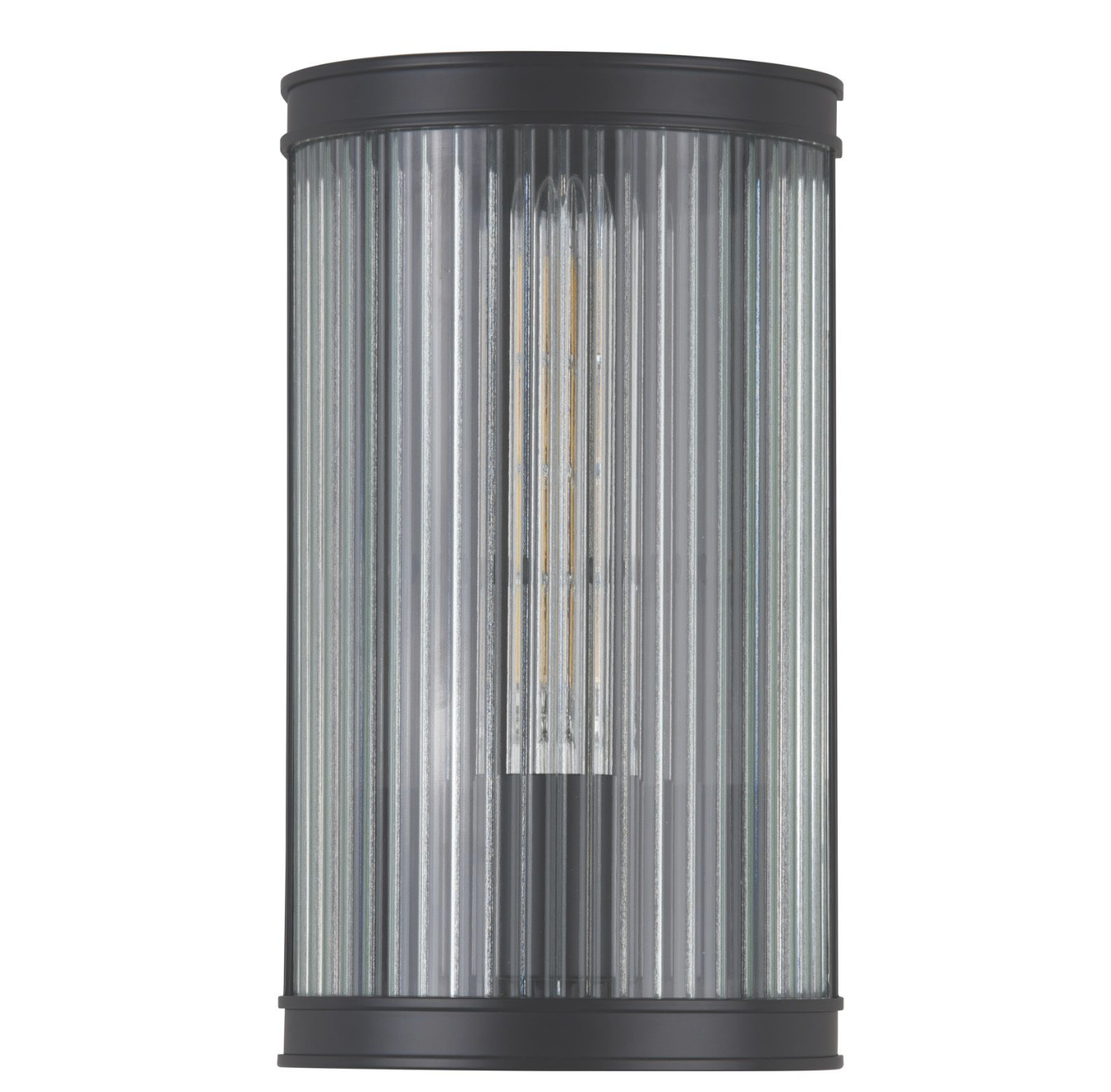 Bianka Wall Light Matt Black and Ribbed Glass