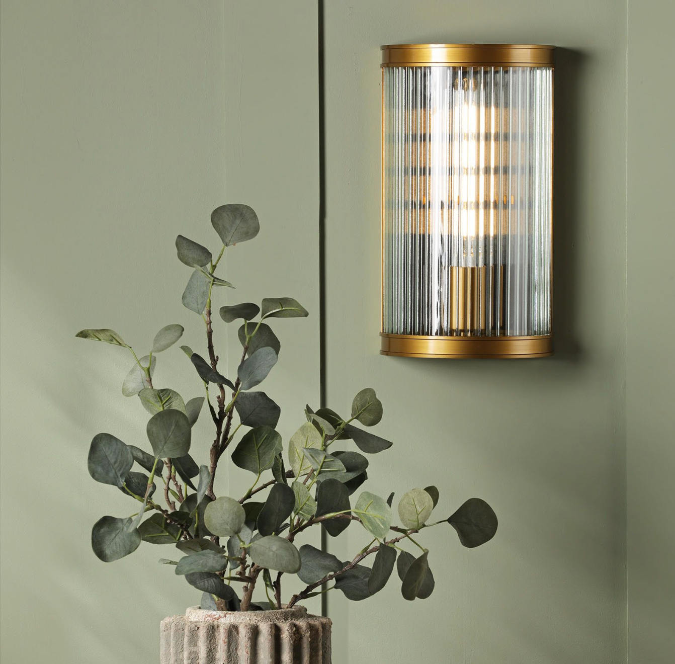 Bianka Wall Light Bronze and Ribbed Glass