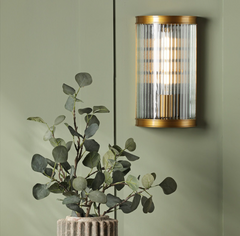 Bianka Wall Light Bronze and Ribbed Glass