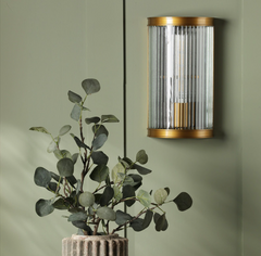 Bianka Wall Light Bronze and Ribbed Glass