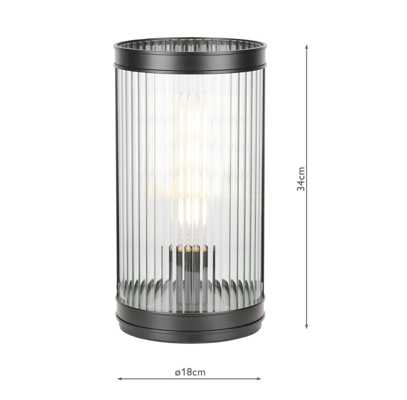 Bianka Table Lamp Matt Black and Ribbed Glass