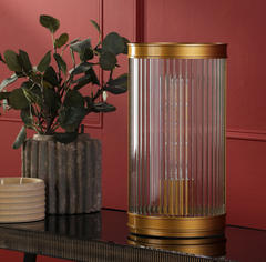 Bianka Table Lamp Bronze and Ribbed Glass